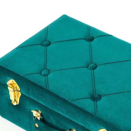 Vintiquewise Decorative Tufted Velvet Suitcase Treasure Chest, Green, PK 2 QI003982_GN
